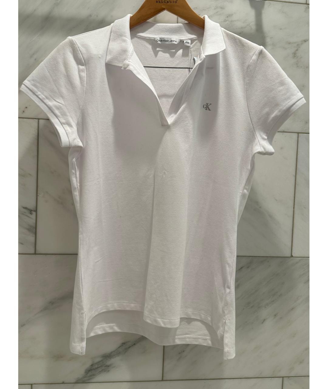 CALVIN KLEIN Белая хлопко-эластановая футболка, фото 5