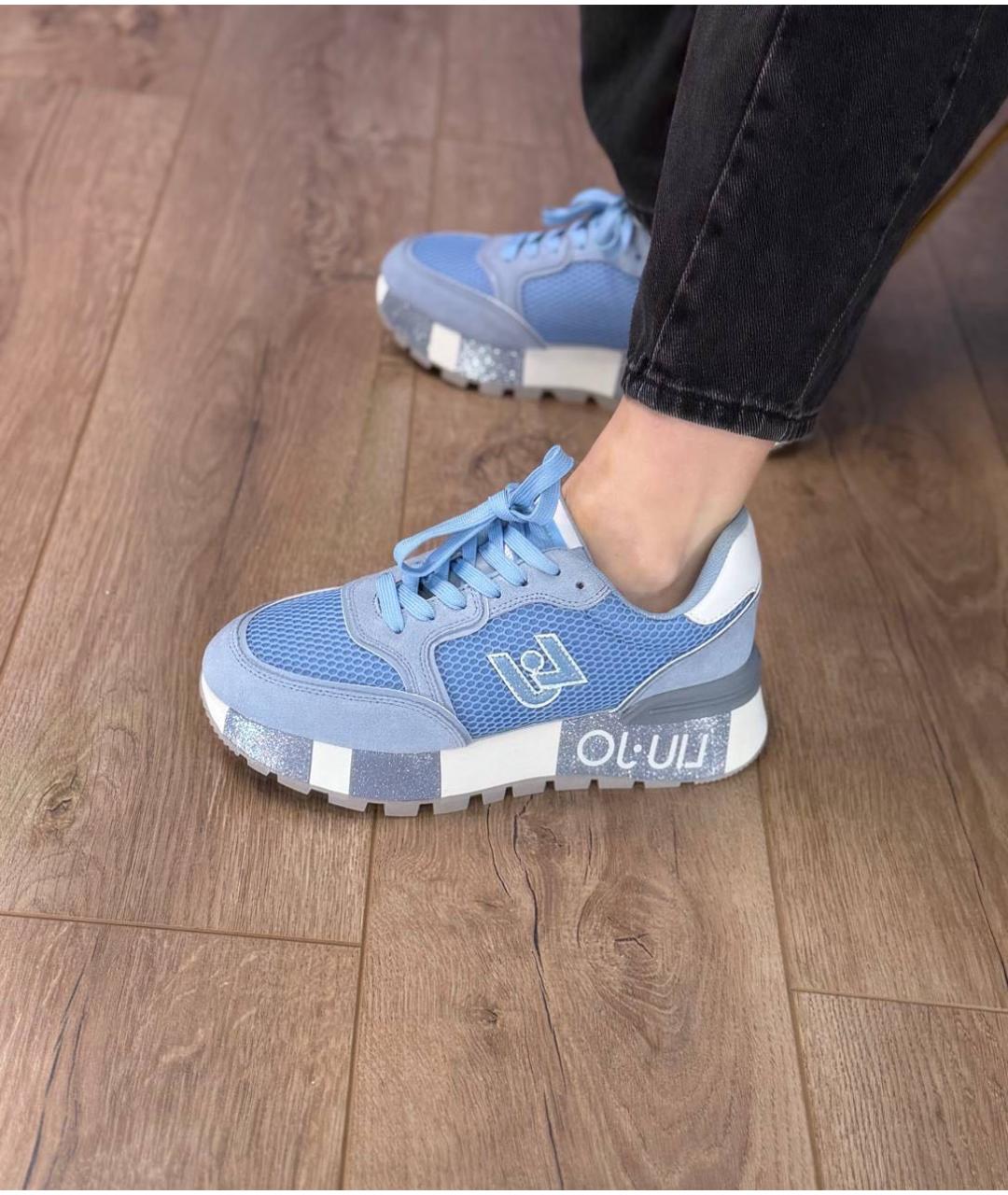 LIU JO Голубые замшевые кроссовки, фото 6