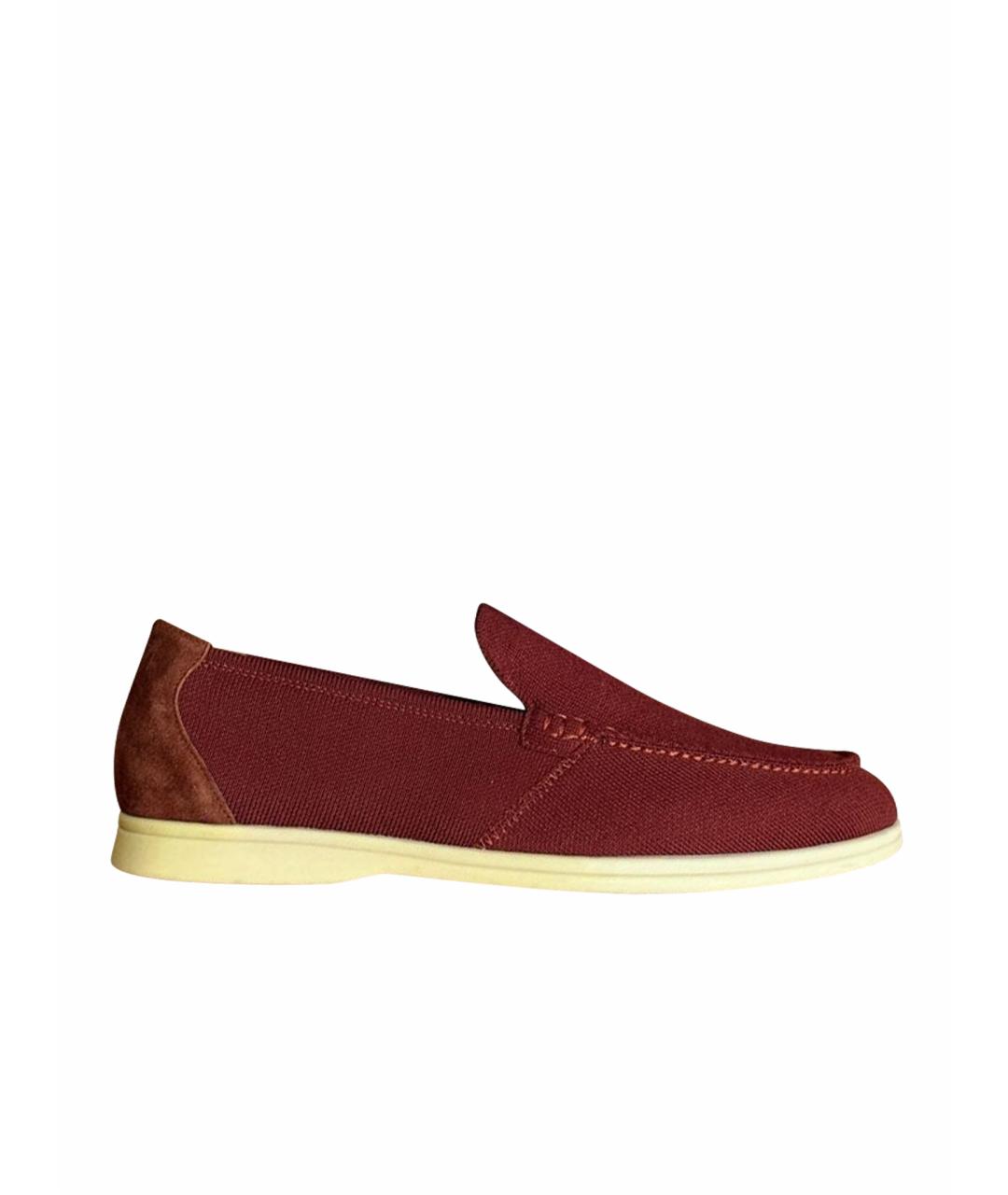 LORO PIANA Бордовые текстильные лоферы, фото 1