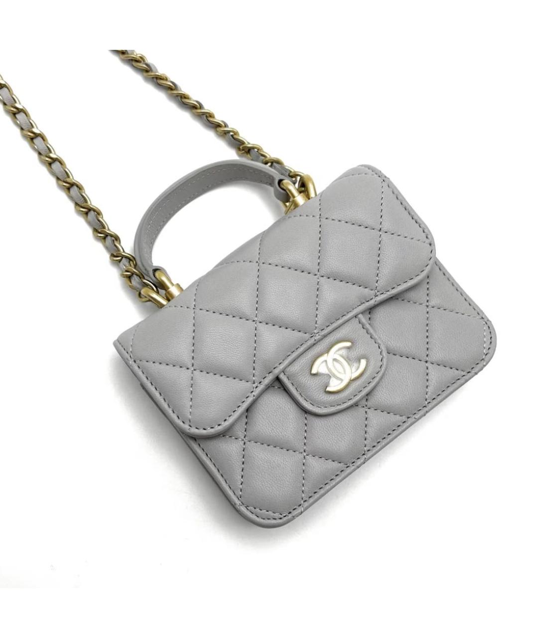 CHANEL Серая кожаная сумка через плечо, фото 5