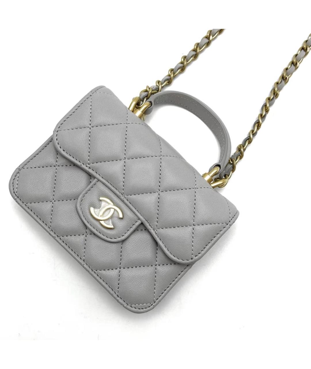 CHANEL Серая кожаная сумка через плечо, фото 4