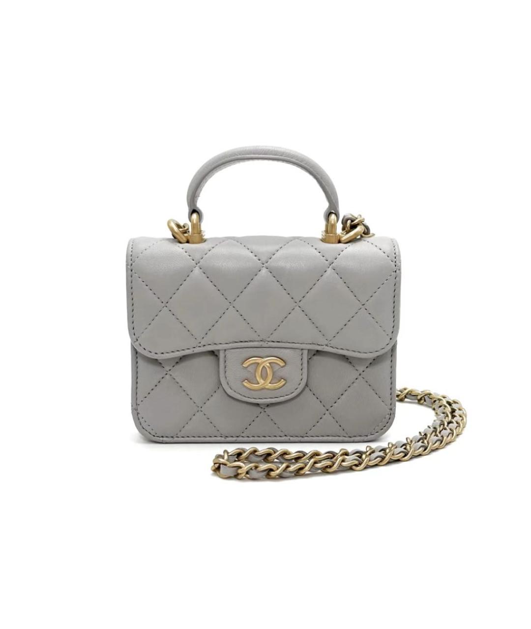 CHANEL Серая кожаная сумка через плечо, фото 2