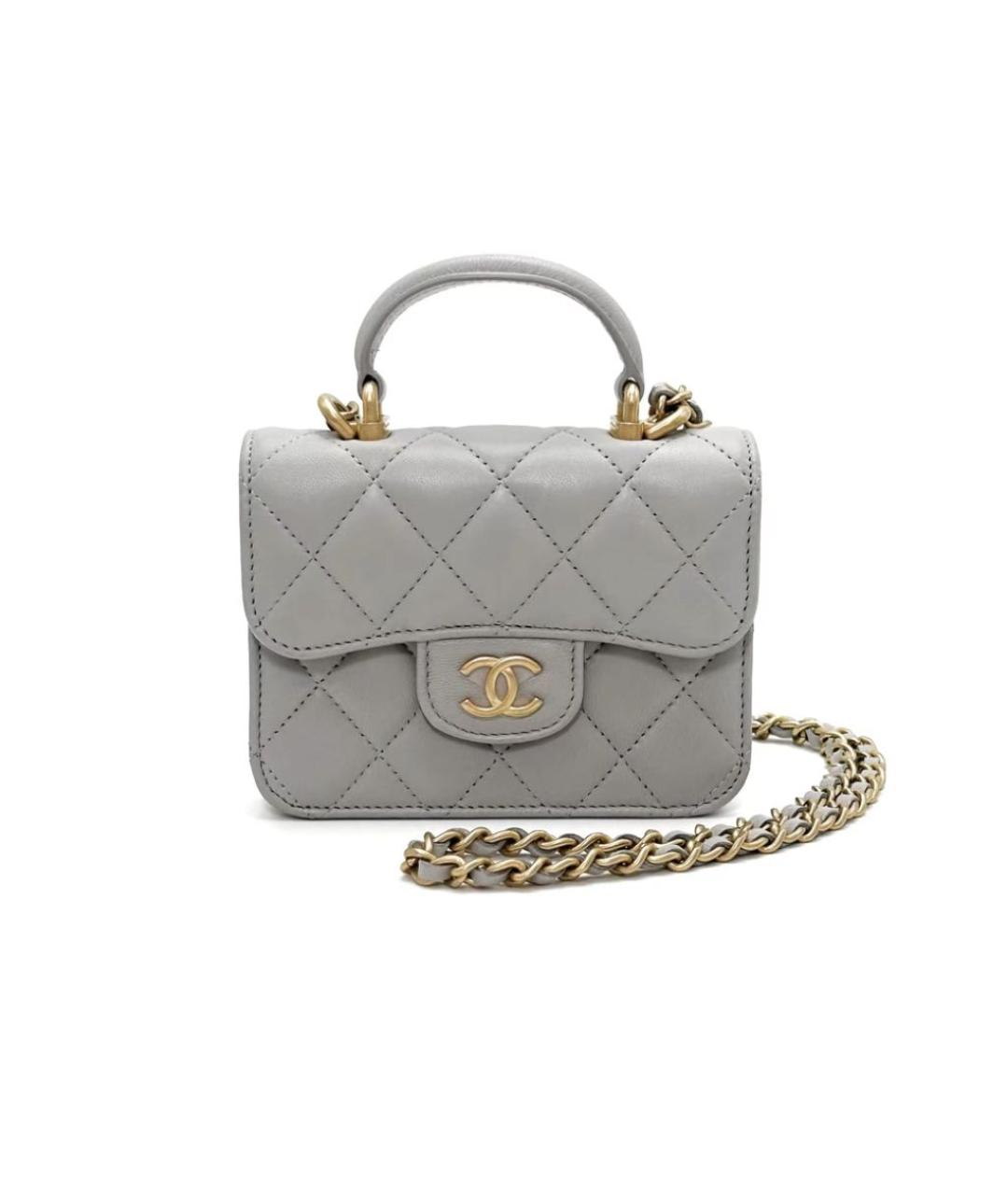 CHANEL Серая кожаная сумка через плечо, фото 8