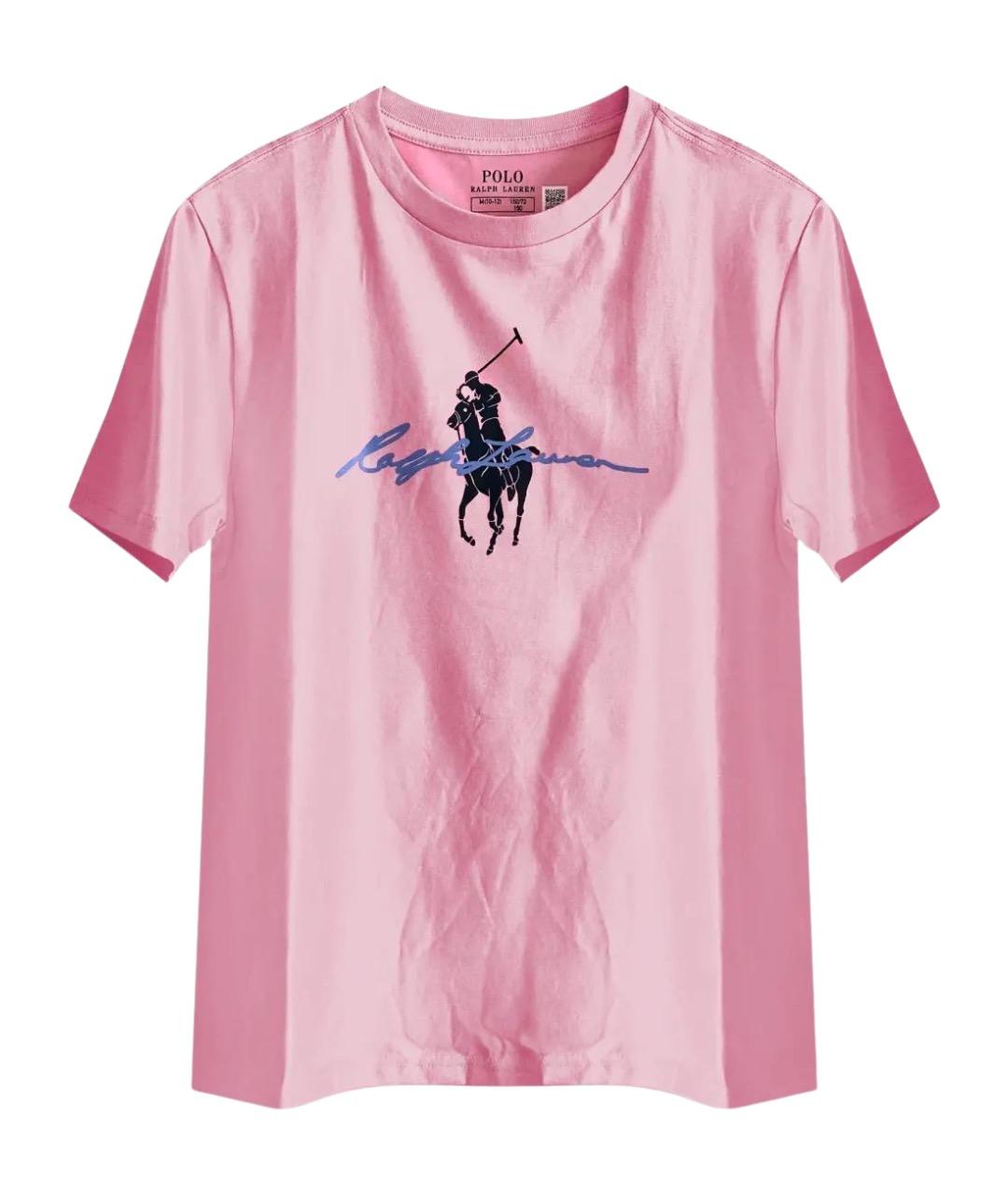 POLO RALPH LAUREN Розовая хлопковая детская футболка, фото 1