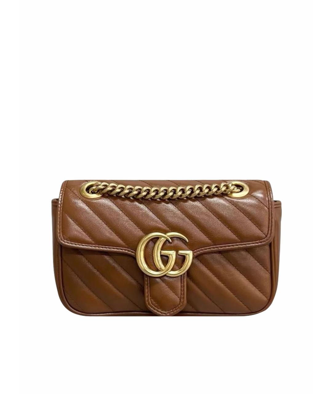 GUCCI Коричневая кожаная сумка через плечо, фото 1