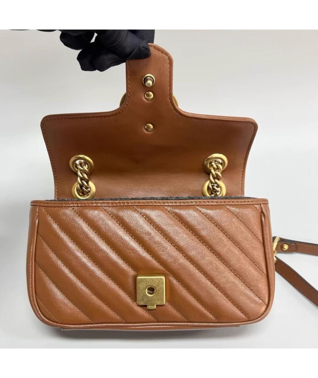 GUCCI Коричневая кожаная сумка через плечо, фото 5