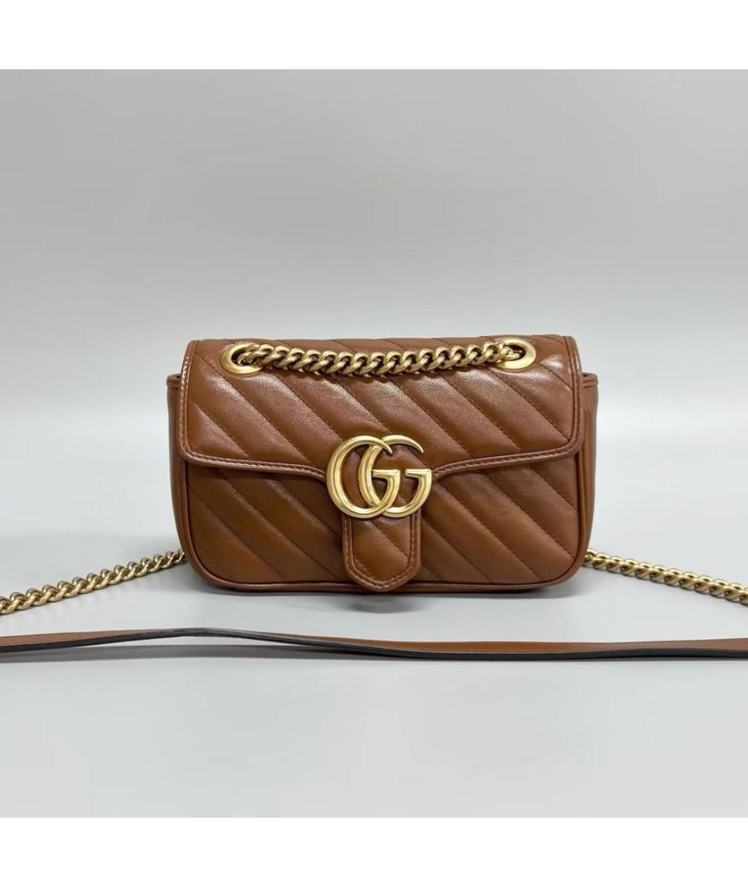 GUCCI Коричневая кожаная сумка через плечо, фото 2