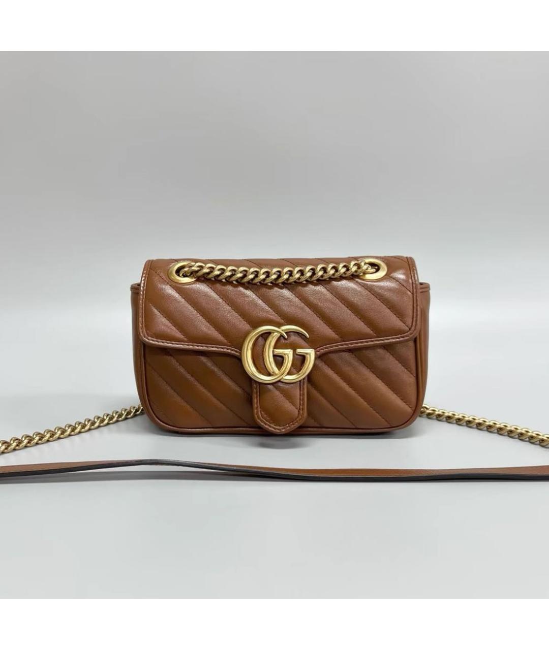 GUCCI Коричневая кожаная сумка через плечо, фото 6