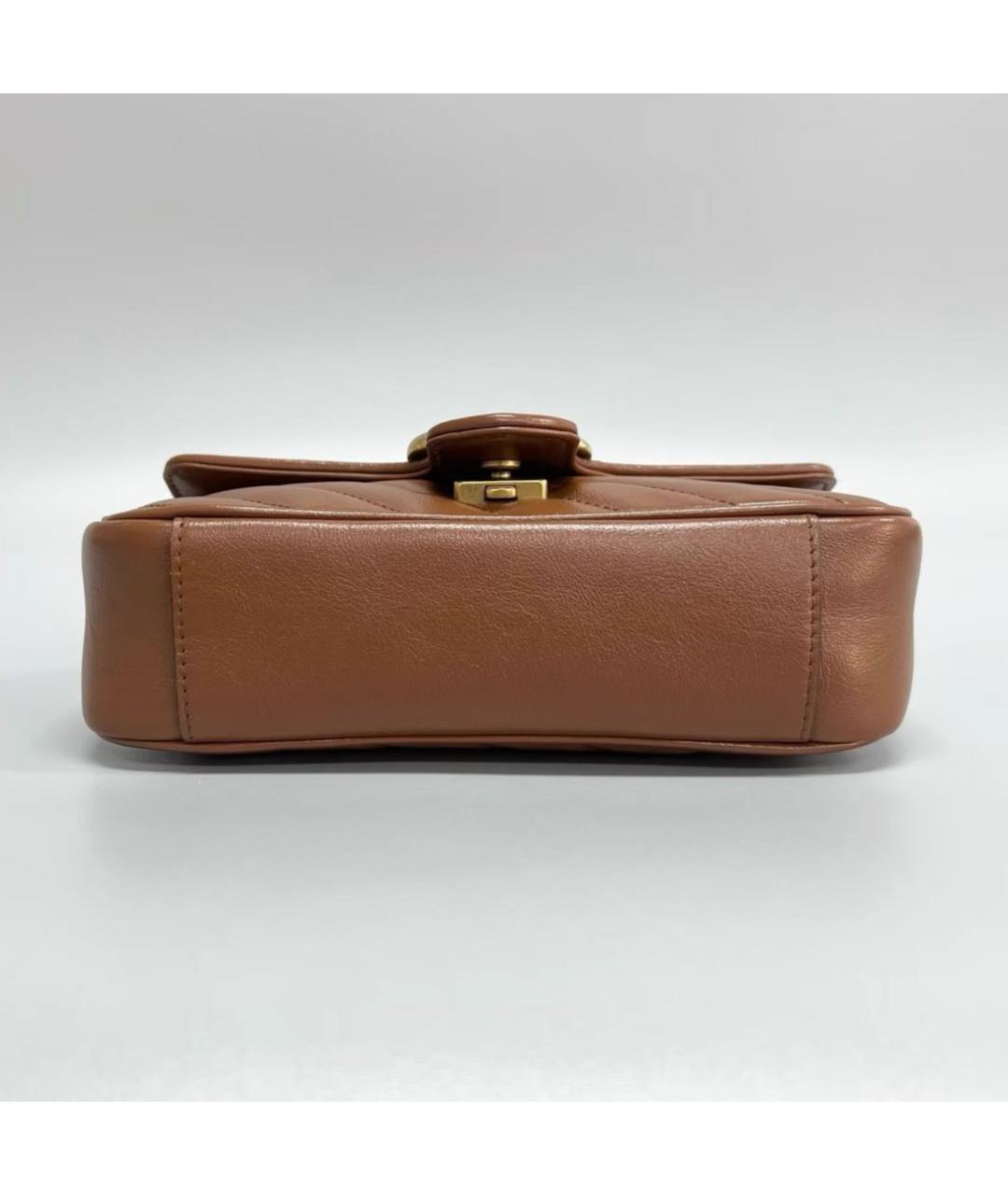 GUCCI Коричневая кожаная сумка через плечо, фото 4