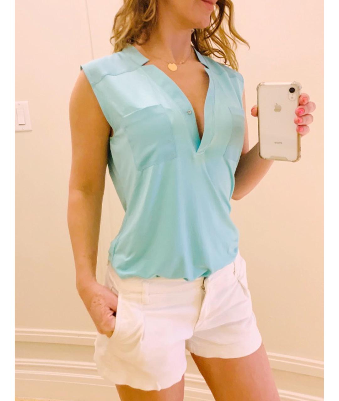 CALVIN KLEIN Бирюзовая вискозная футболка, фото 2