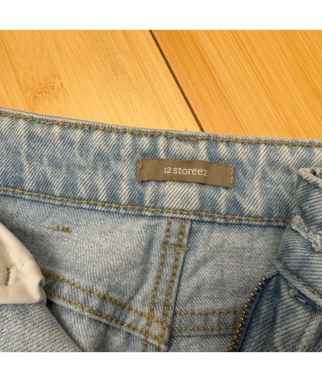 12 STOREEZ Голубые хлопковые прямые джинсы, фото 3