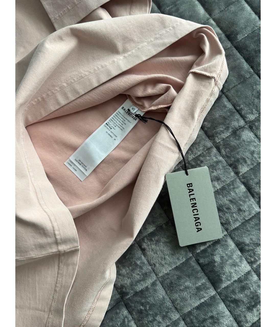 BALENCIAGA Бежевая хлопковая футболка, фото 3