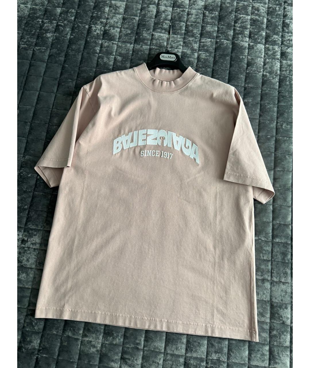 BALENCIAGA Бежевая хлопковая футболка, фото 2