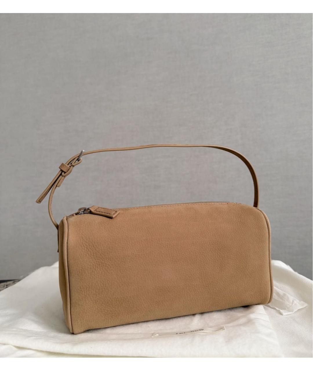 THE ROW Бежевая замшевая сумка с короткими ручками, фото 5