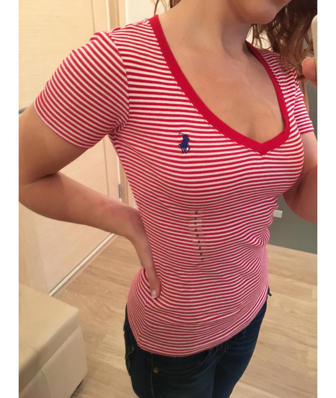 RALPH LAUREN Красная хлопковая футболка, фото 5