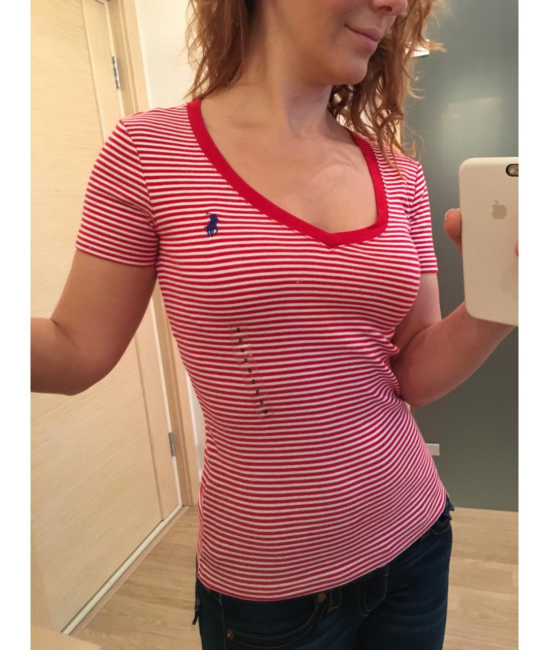 RALPH LAUREN Красная хлопковая футболка, фото 2