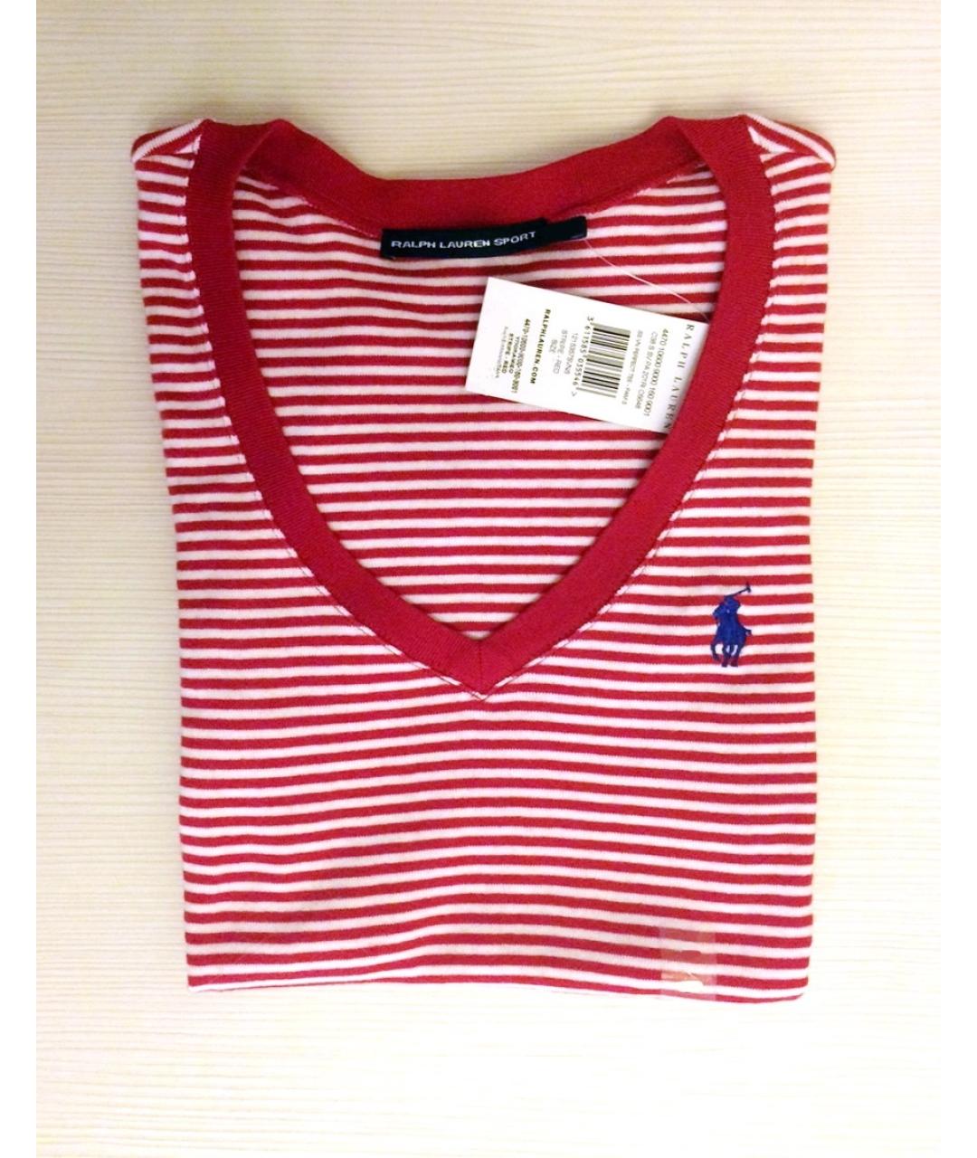 RALPH LAUREN Красная хлопковая футболка, фото 4