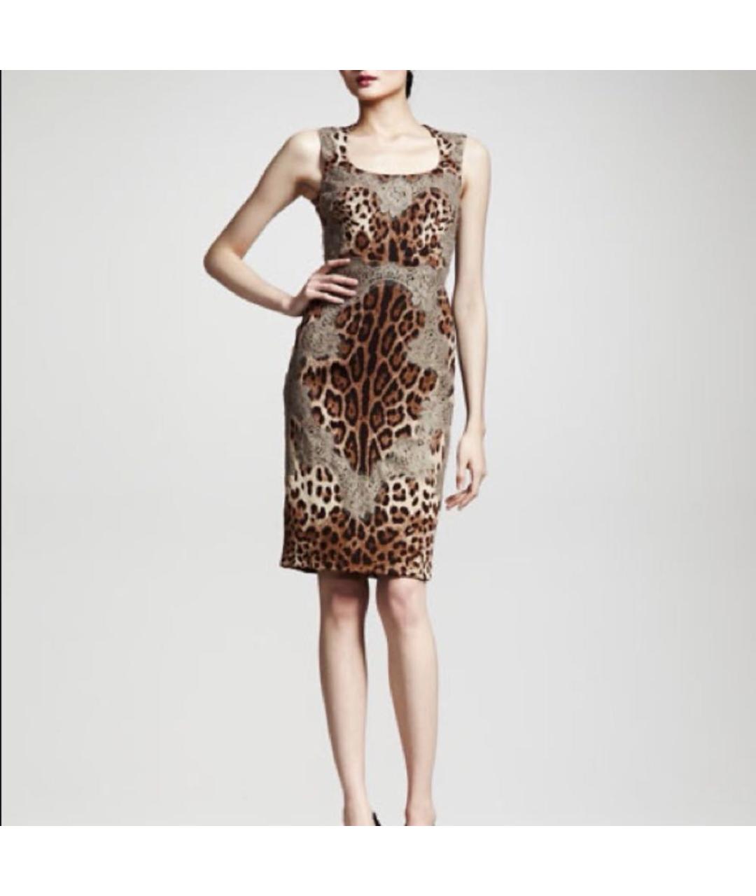 DOLCE&GABBANA Коричневое вискозное платье, фото 3