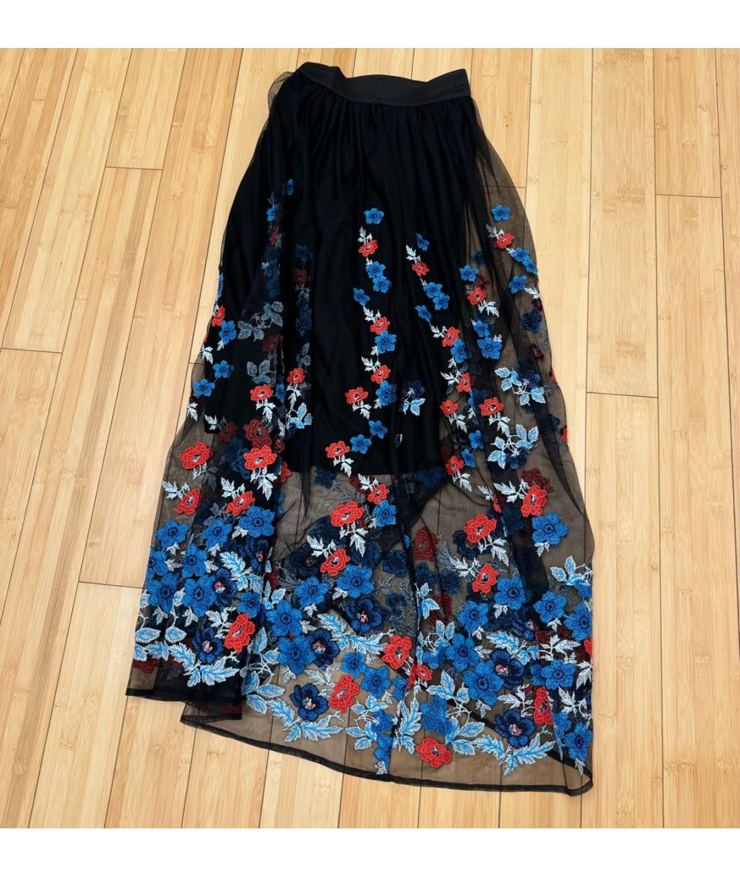 MAJE Черная полиэстеровая юбка миди, фото 2