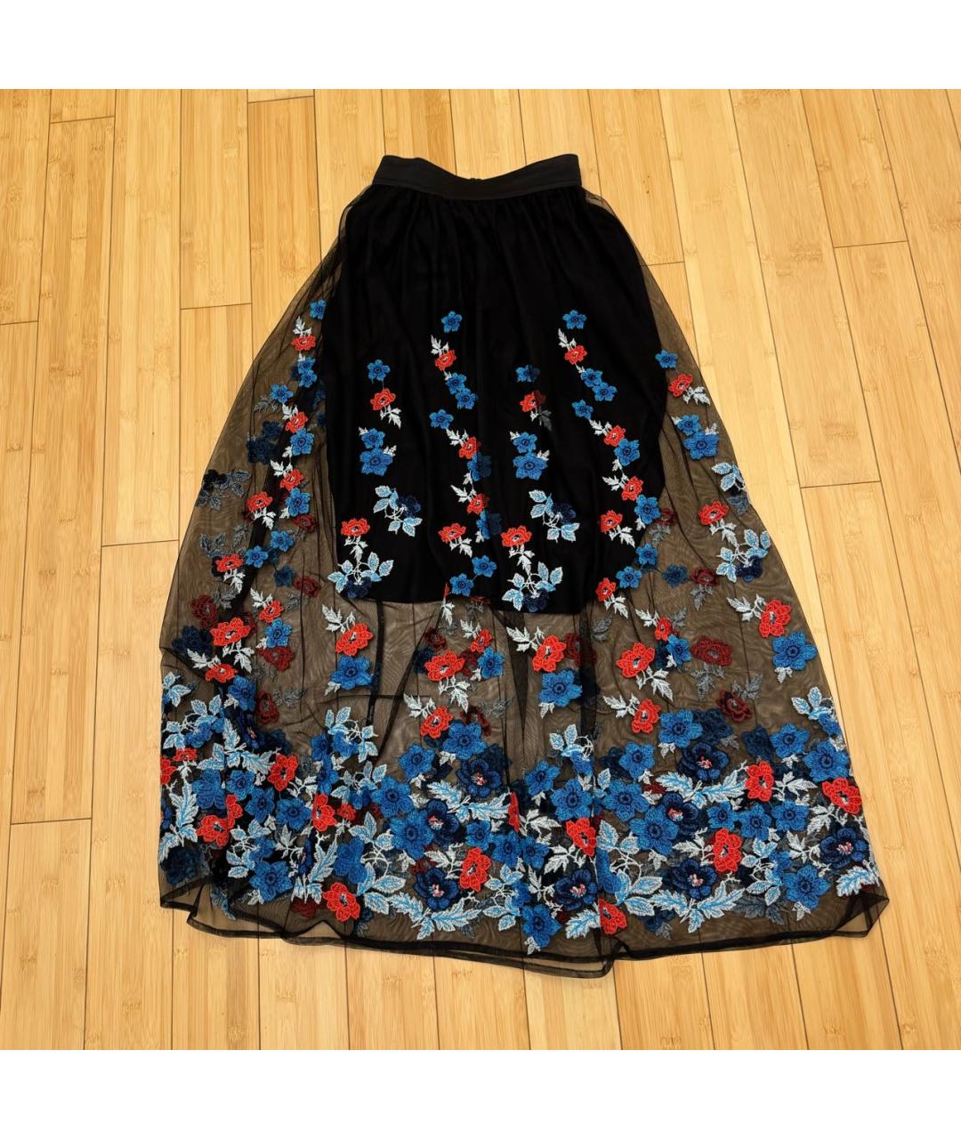 MAJE Черная полиэстеровая юбка миди, фото 5