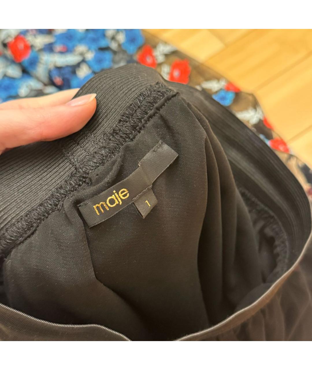 MAJE Черная полиэстеровая юбка миди, фото 3