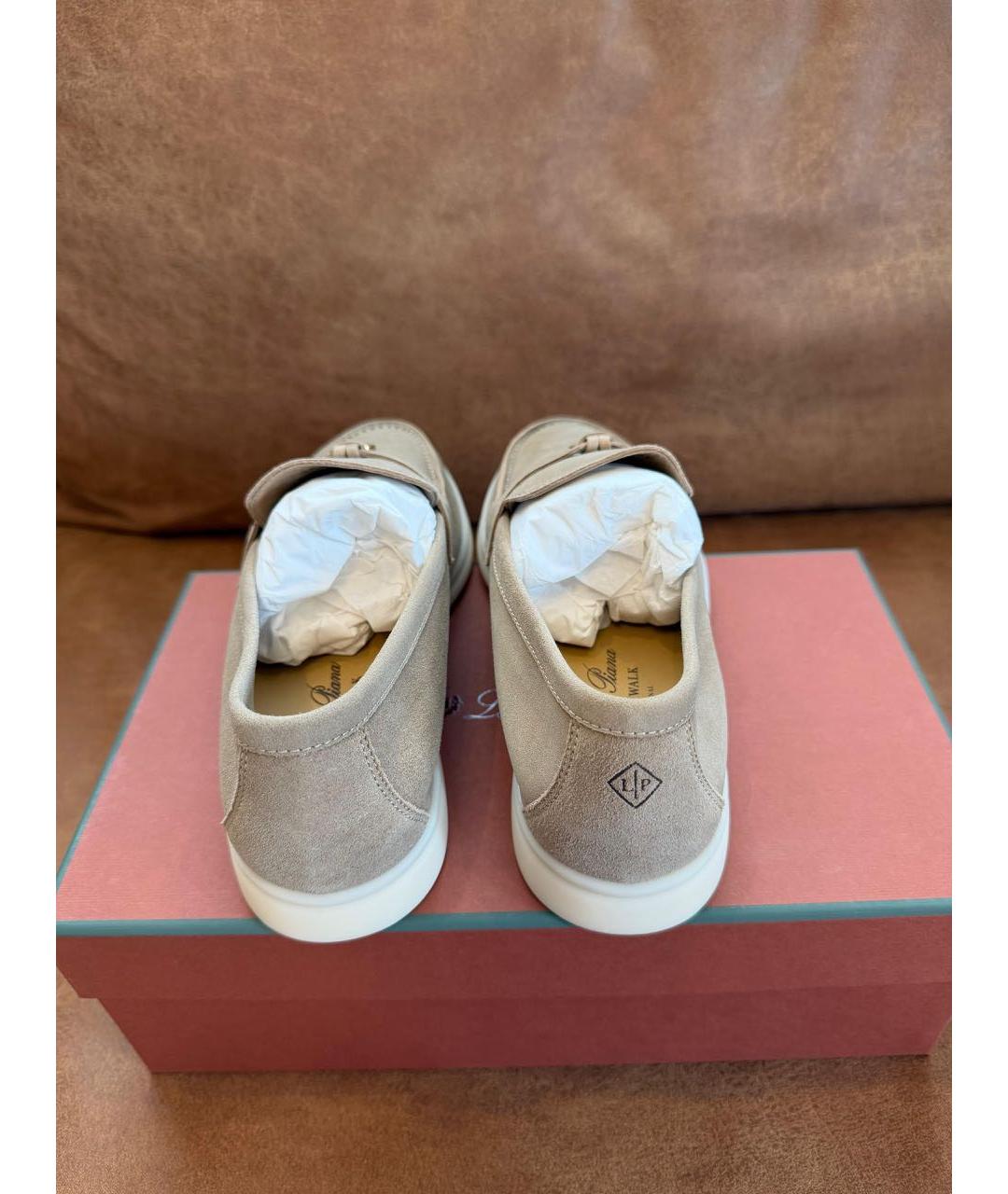 LORO PIANA Бежевые замшевые лоферы, фото 3