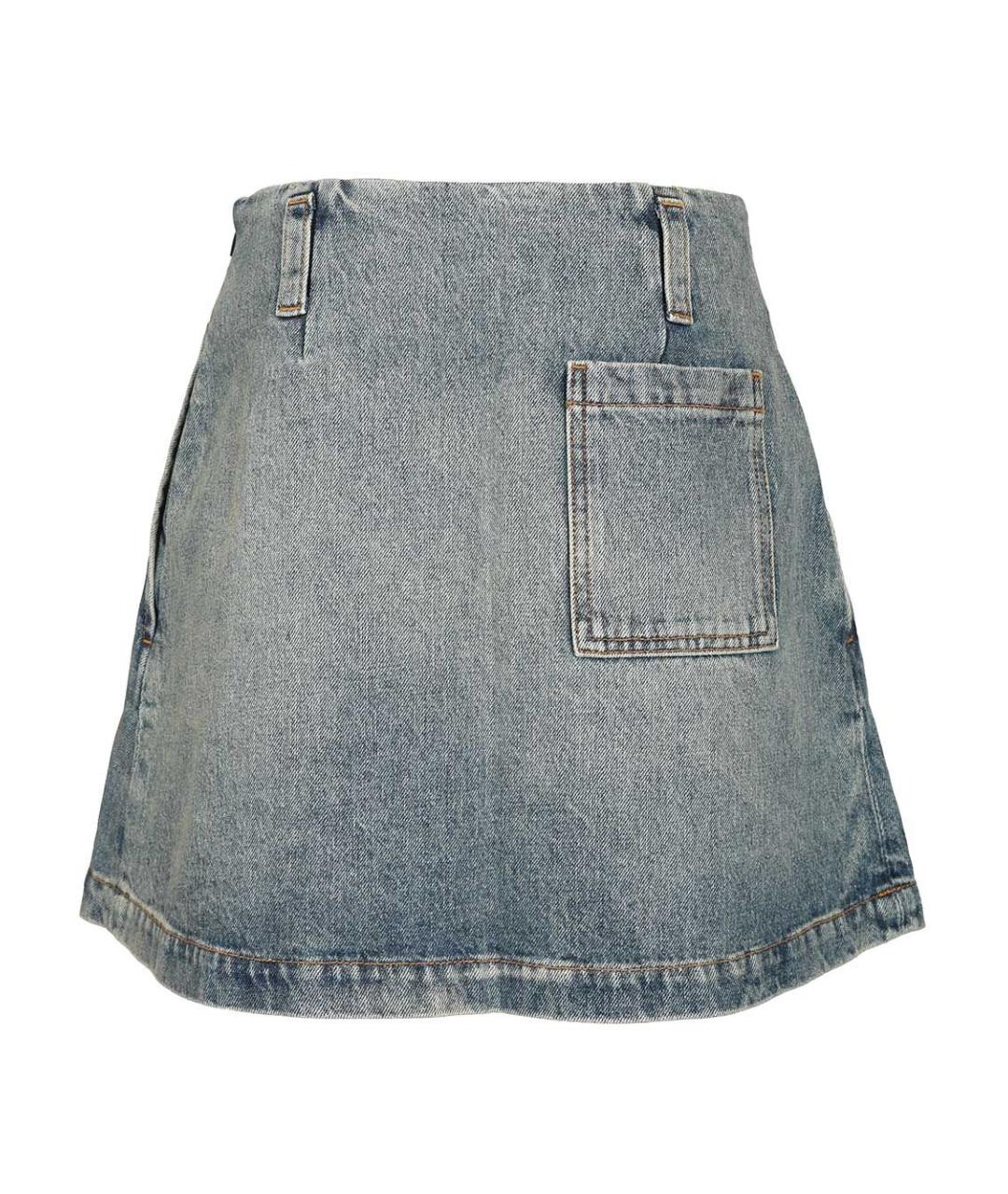 LOEWE Голубая хлопковая юбка мини, фото 1