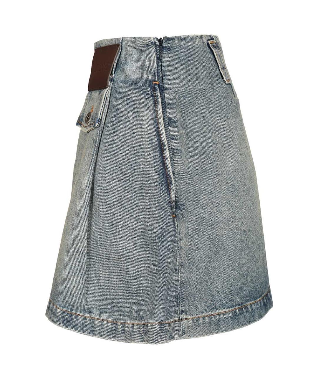 LOEWE Голубая хлопковая юбка мини, фото 3