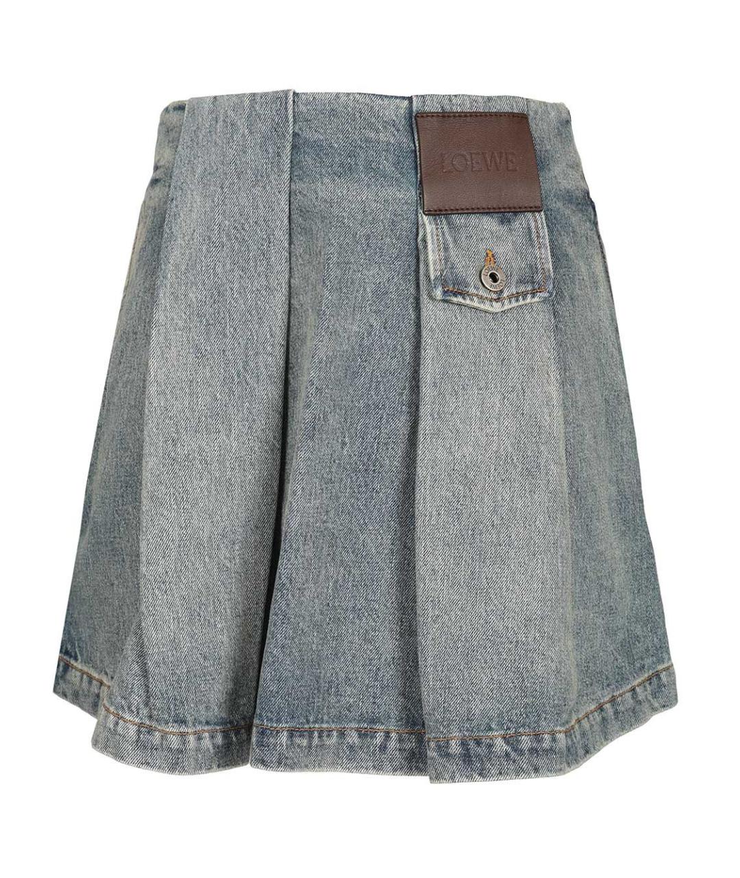 LOEWE Голубая хлопковая юбка мини, фото 2
