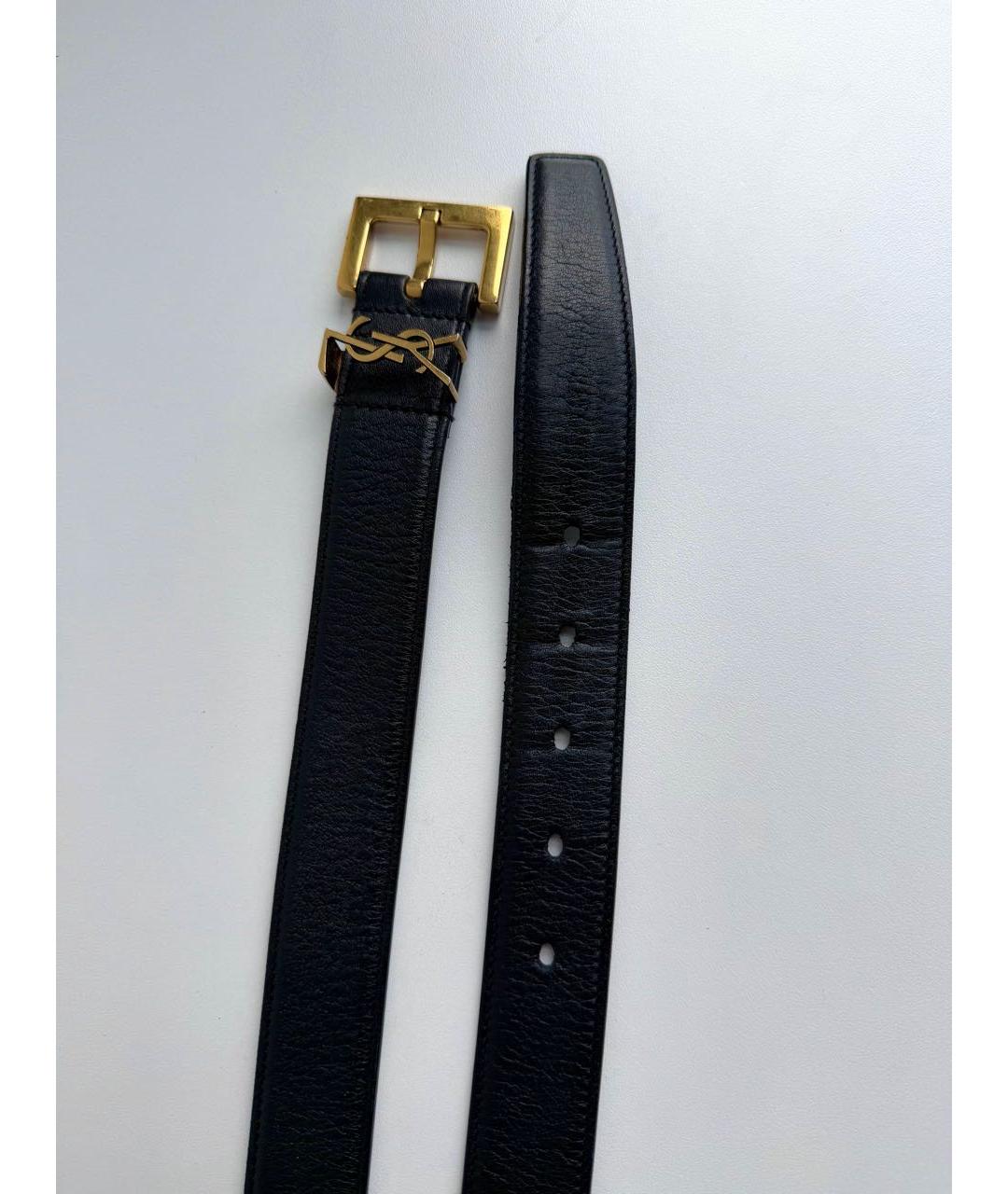 SAINT LAURENT Черный кожаный ремень, фото 3