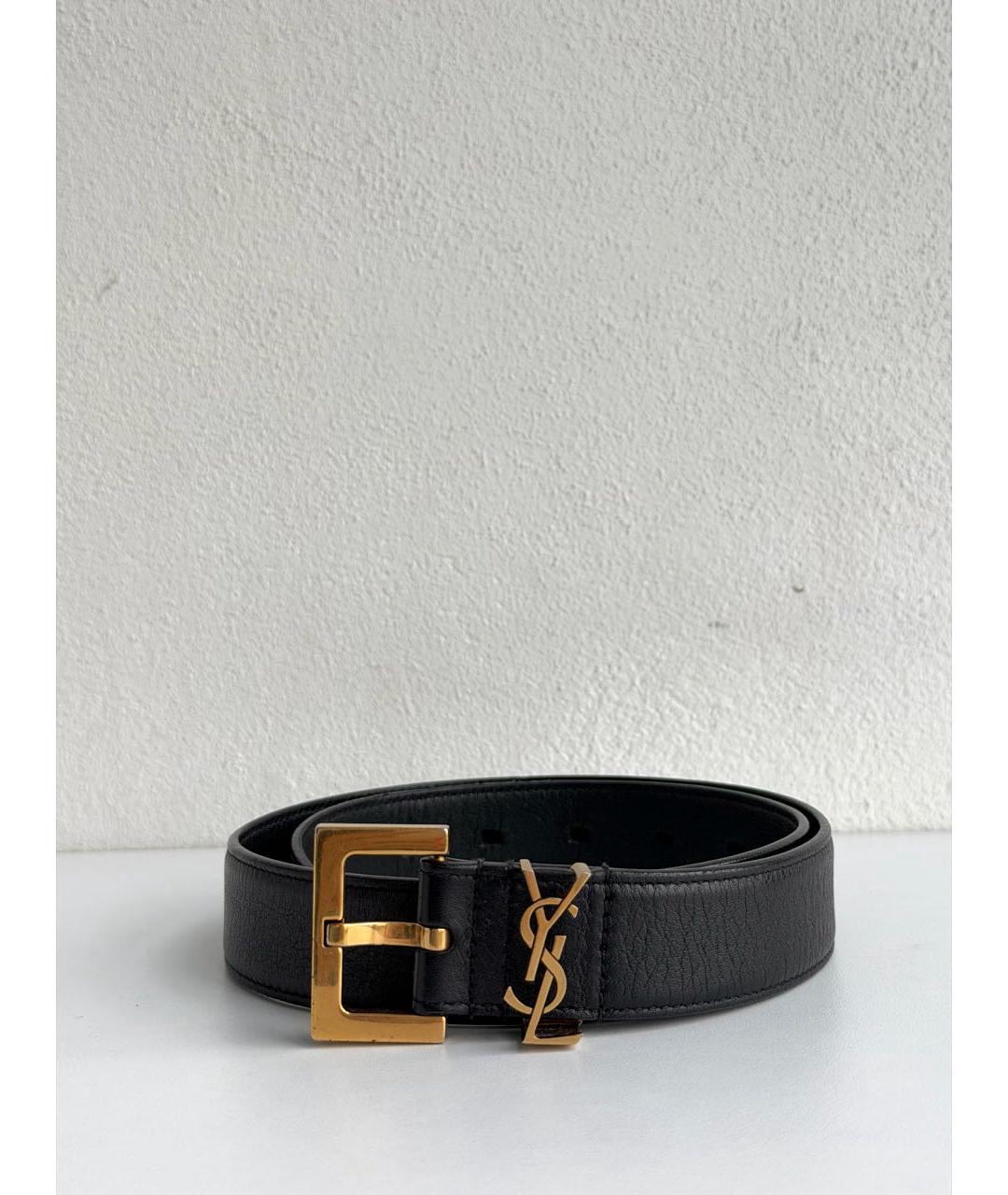 SAINT LAURENT Черный кожаный ремень, фото 5