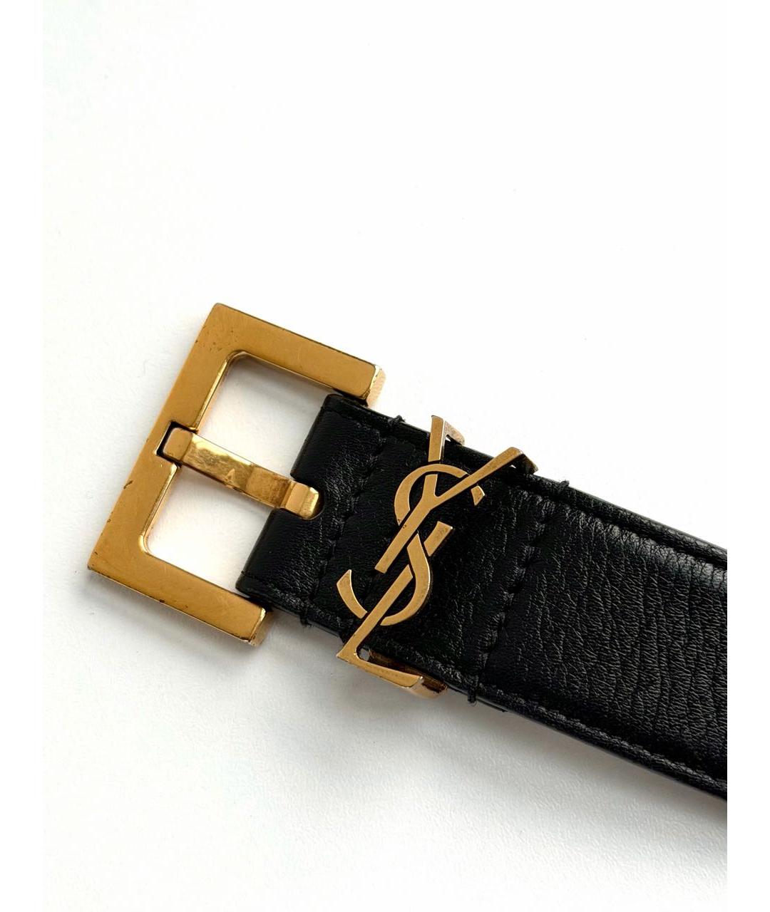 SAINT LAURENT Черный кожаный ремень, фото 2