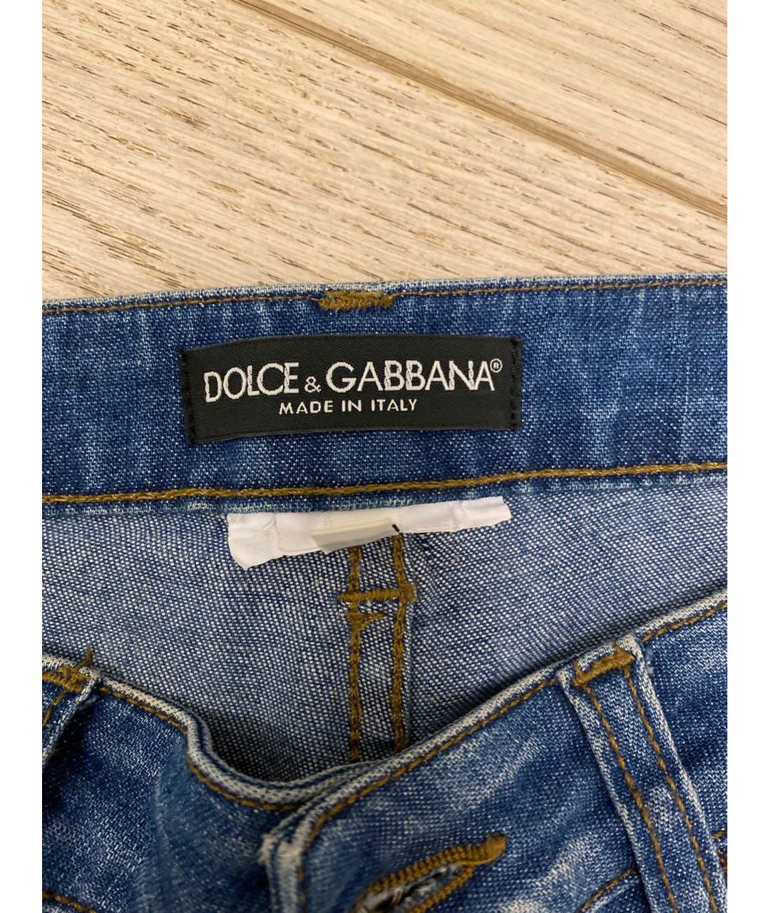 DOLCE&GABBANA Синие хлопко-эластановые прямые джинсы, фото 3