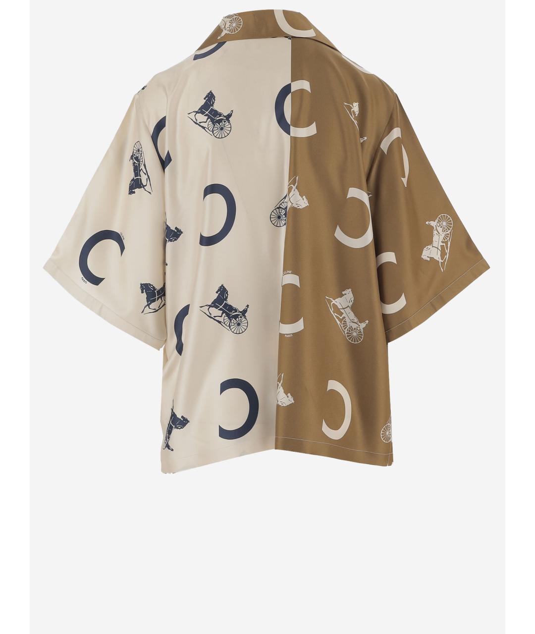 CELINE Бежевая шелковая рубашка, фото 2