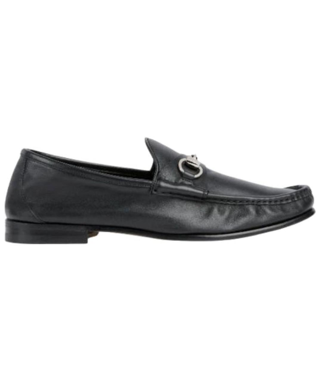 GUCCI Черные кожаные лоферы, фото 1