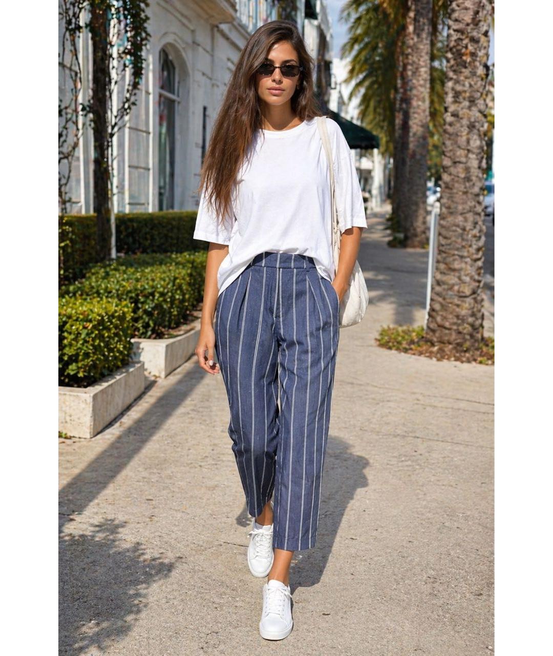 PESERICO Мульти хлопко-эластановые прямые брюки, фото 2