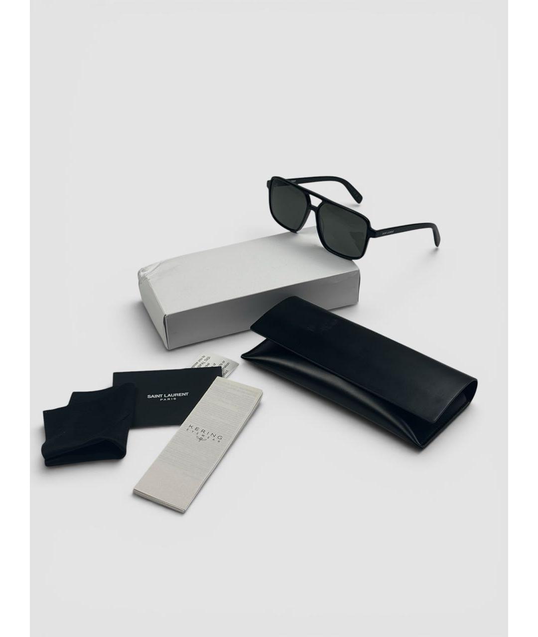 SAINT LAURENT Черные пластиковые солнцезащитные очки, фото 2