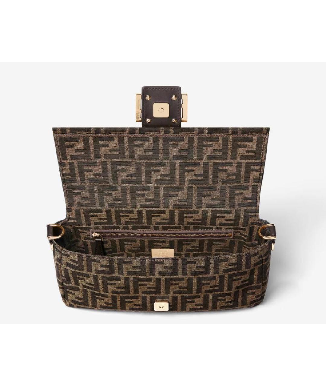 FENDI Коричневая жаккардовая сумка через плечо, фото 4