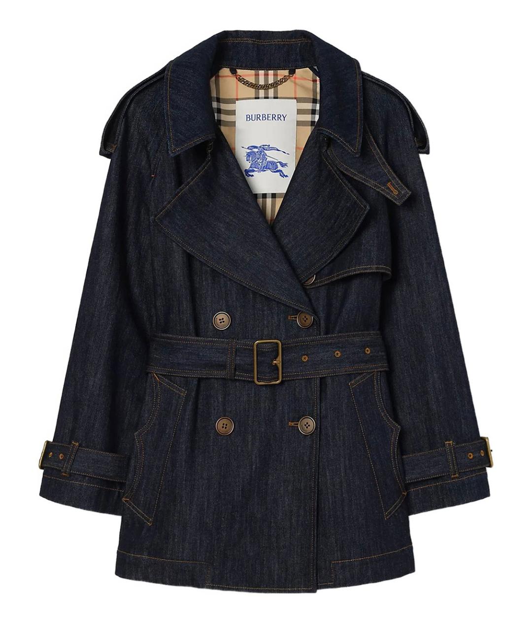 BURBERRY Синий хлопковый тренч/плащ, фото 1