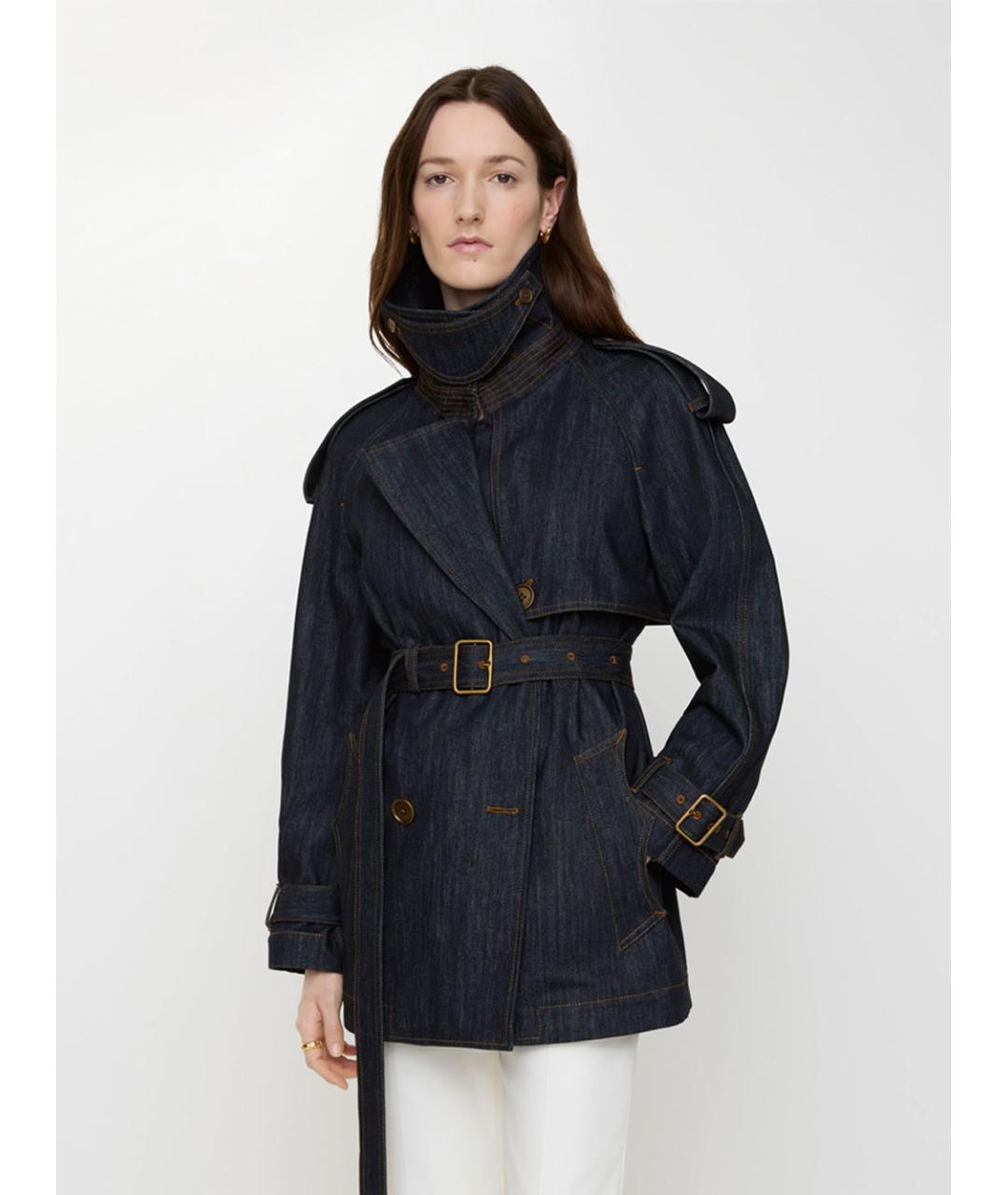 BURBERRY Синий хлопковый тренч/плащ, фото 2