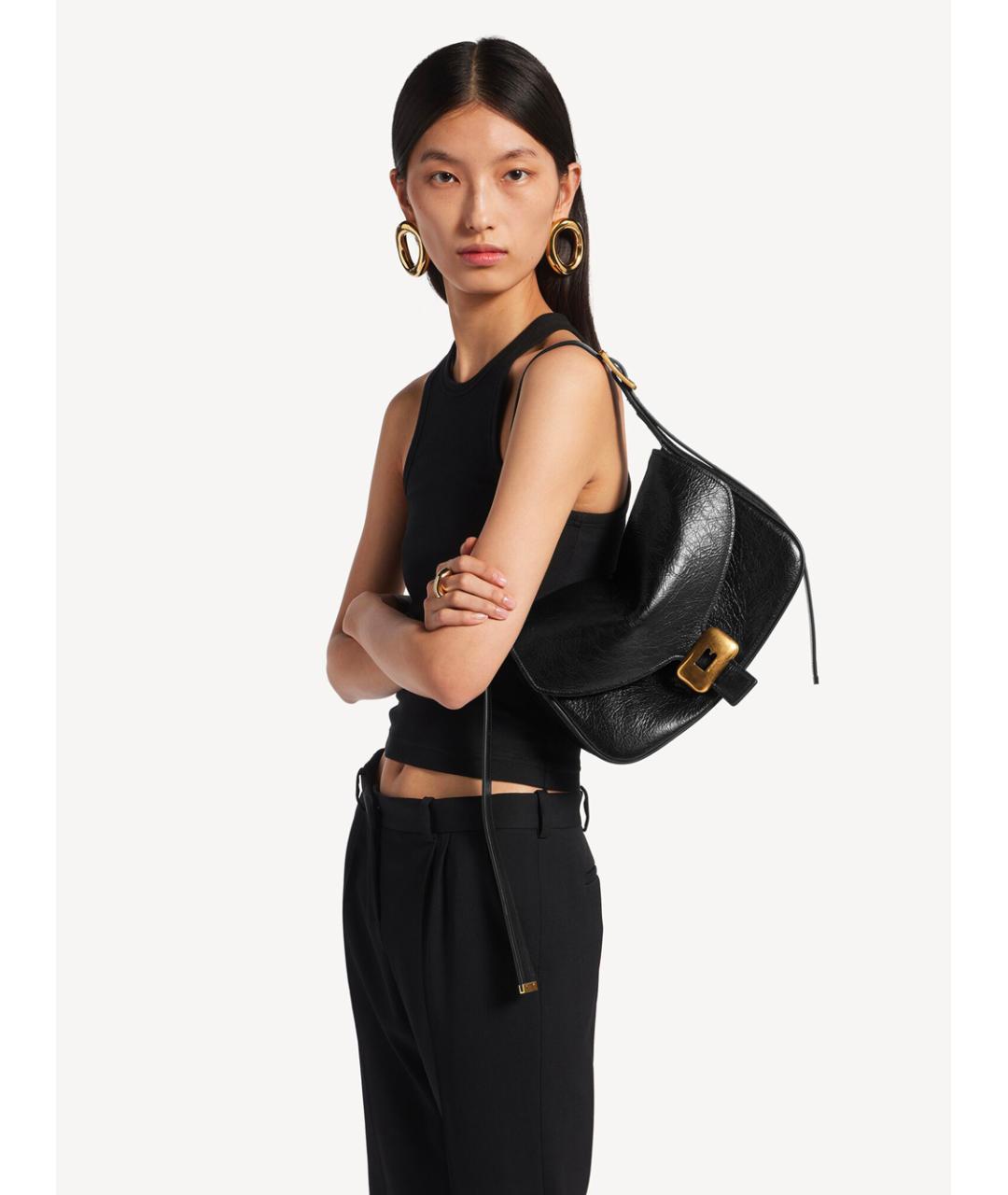 BALENCIAGA Черная кожаная сумка через плечо, фото 5