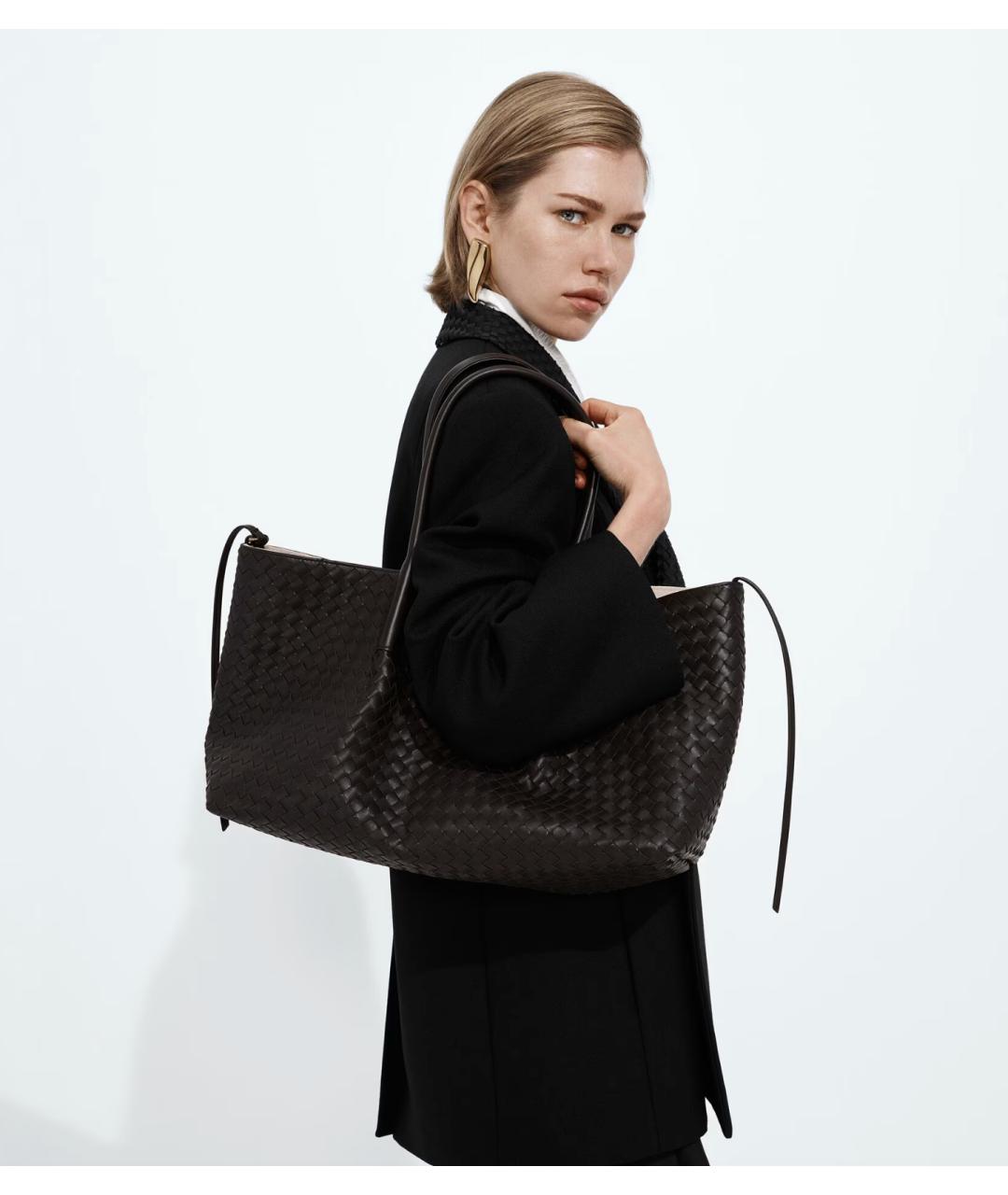 BOTTEGA VENETA Коричневая кожаная сумка тоут, фото 2