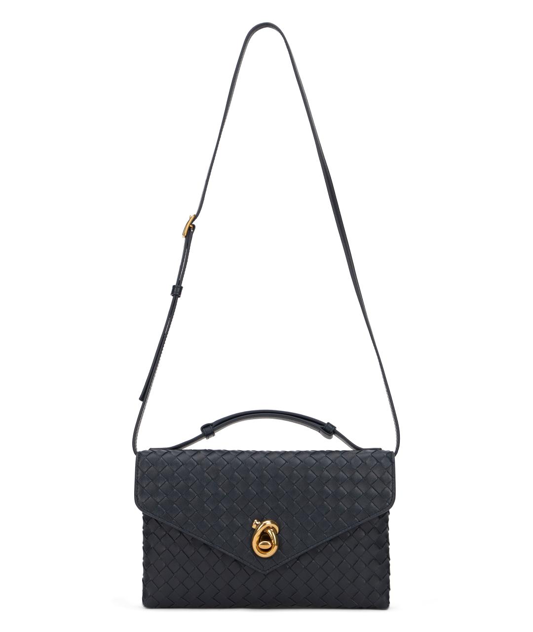 BOTTEGA VENETA Темно-синяя кожаная сумка через плечо, фото 1