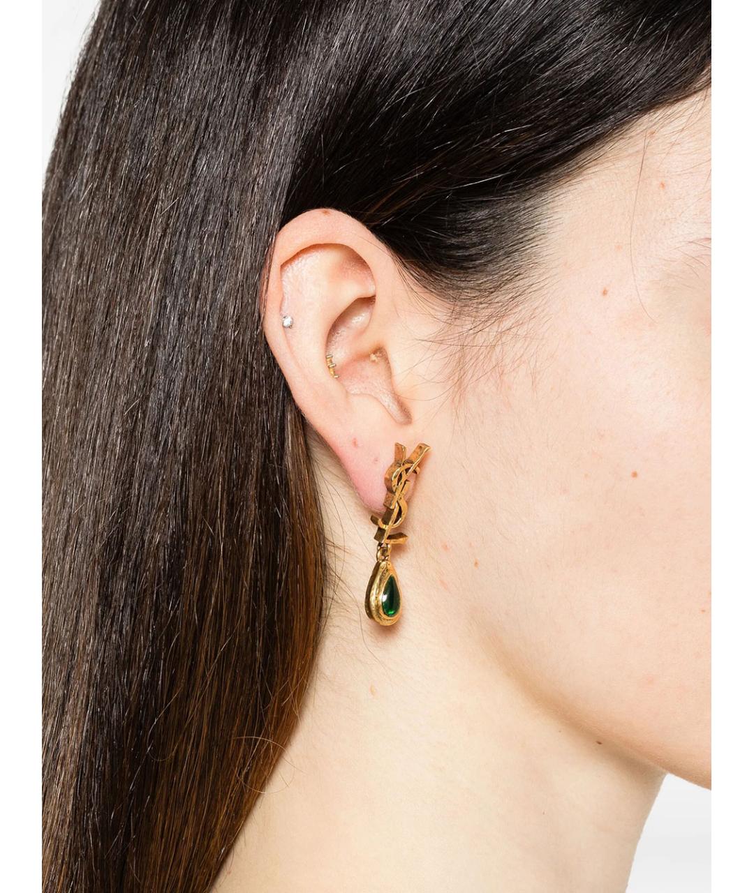 SAINT LAURENT Золотые металлические серьги, фото 2