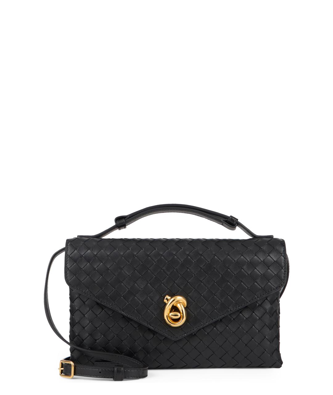 BOTTEGA VENETA Черная кожаная сумка через плечо, фото 1