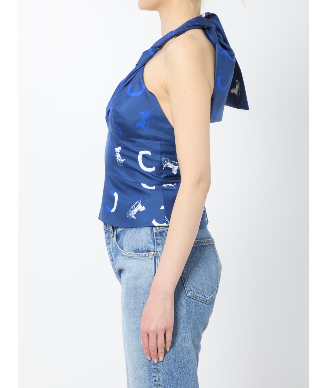 CELINE Синяя шелковая майка, фото 3