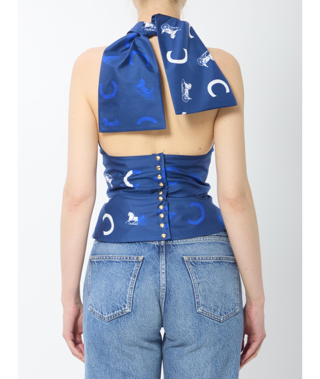 CELINE Синяя шелковая майка, фото 4