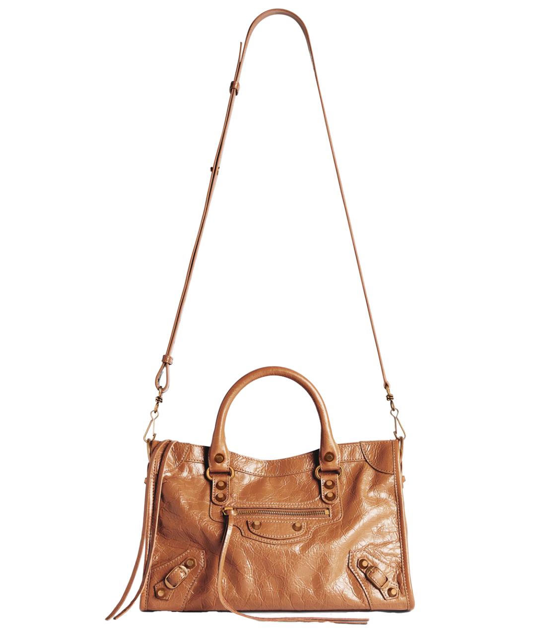 BALENCIAGA Коричневая сумка тоут из лакированной кожи, фото 4