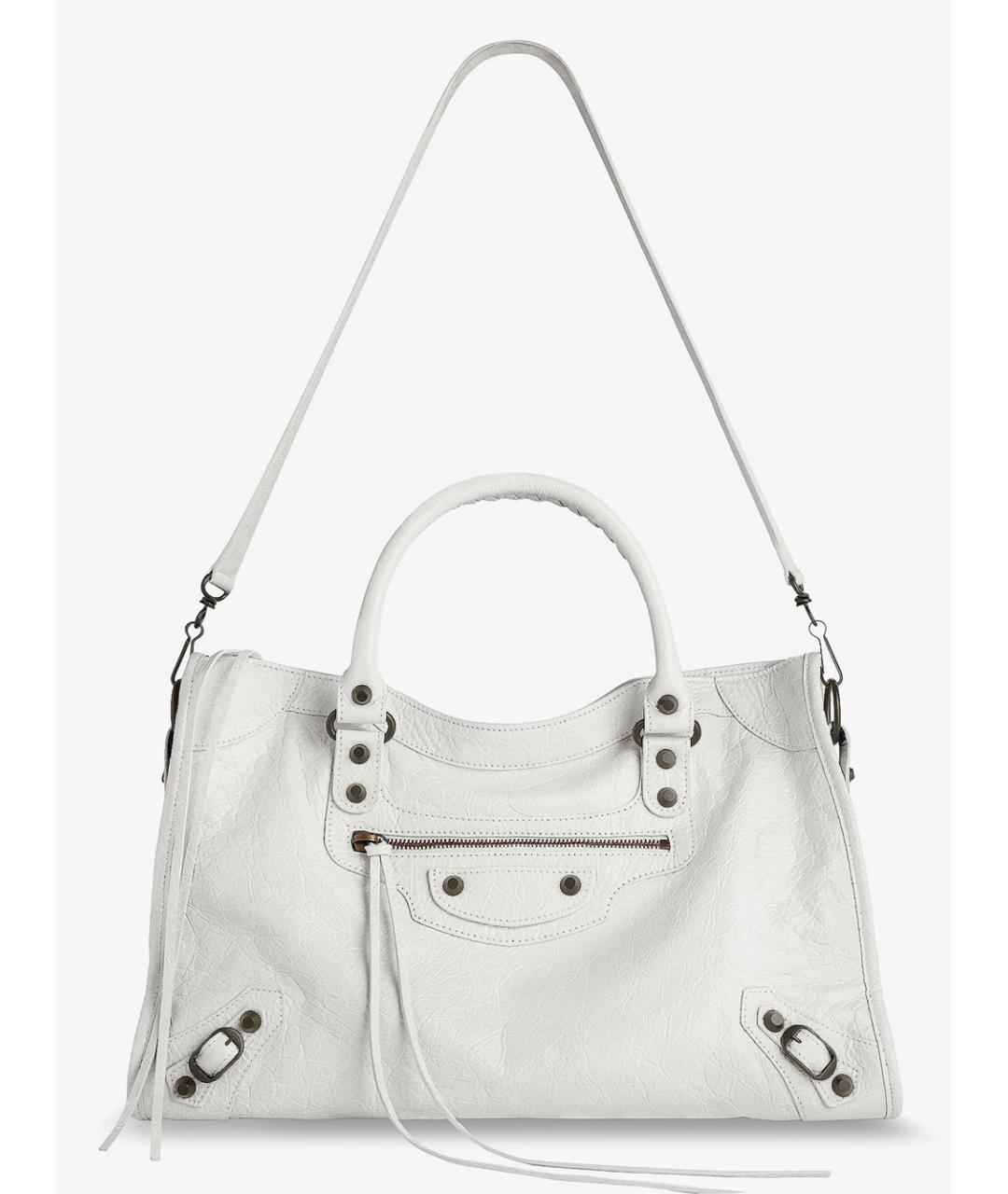 BALENCIAGA Белая кожаная сумка тоут, фото 3