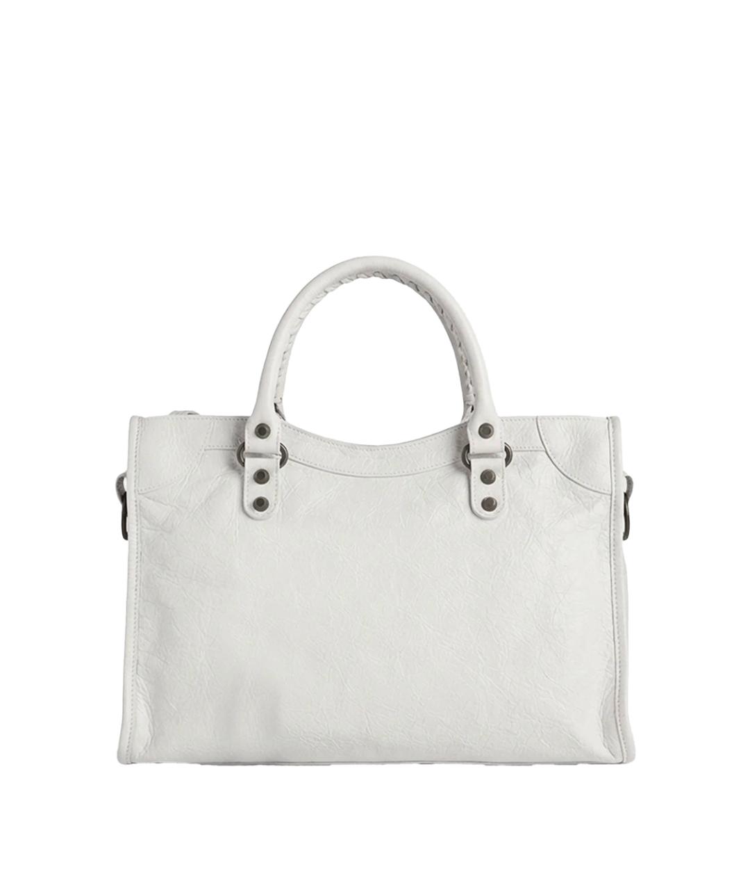 BALENCIAGA Белая кожаная сумка тоут, фото 2